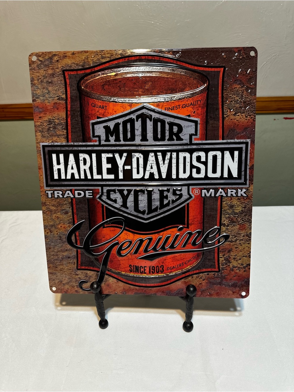 Harley-Davidson Orange and Black Genuine Metal Wall Plaque